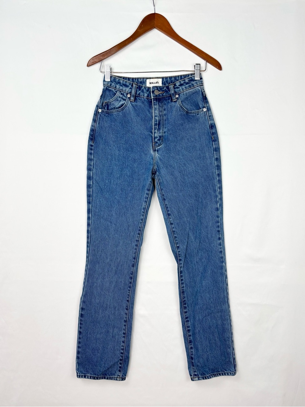 Rolla’s Original Straight Jeans Ashley Blue Size 24 Cotton High Waist Women